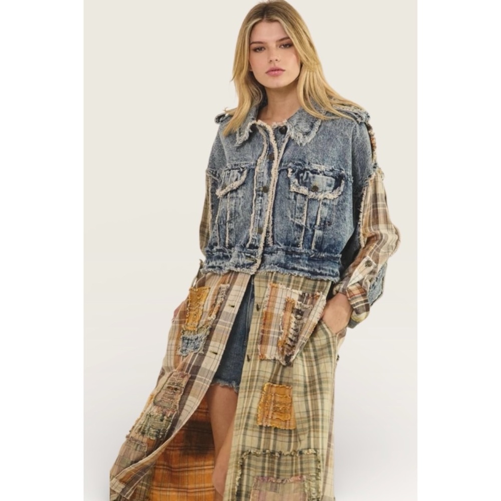 Oli & Hali Patchwork Denim Plaid Jacket - Picture 5 of 9